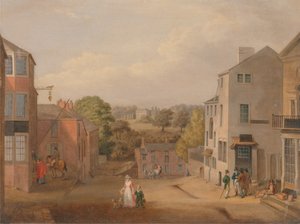 Scène de rue à Chorley, Lancashire, avec vue sur Chorley Hall - John Bird of Liverpool